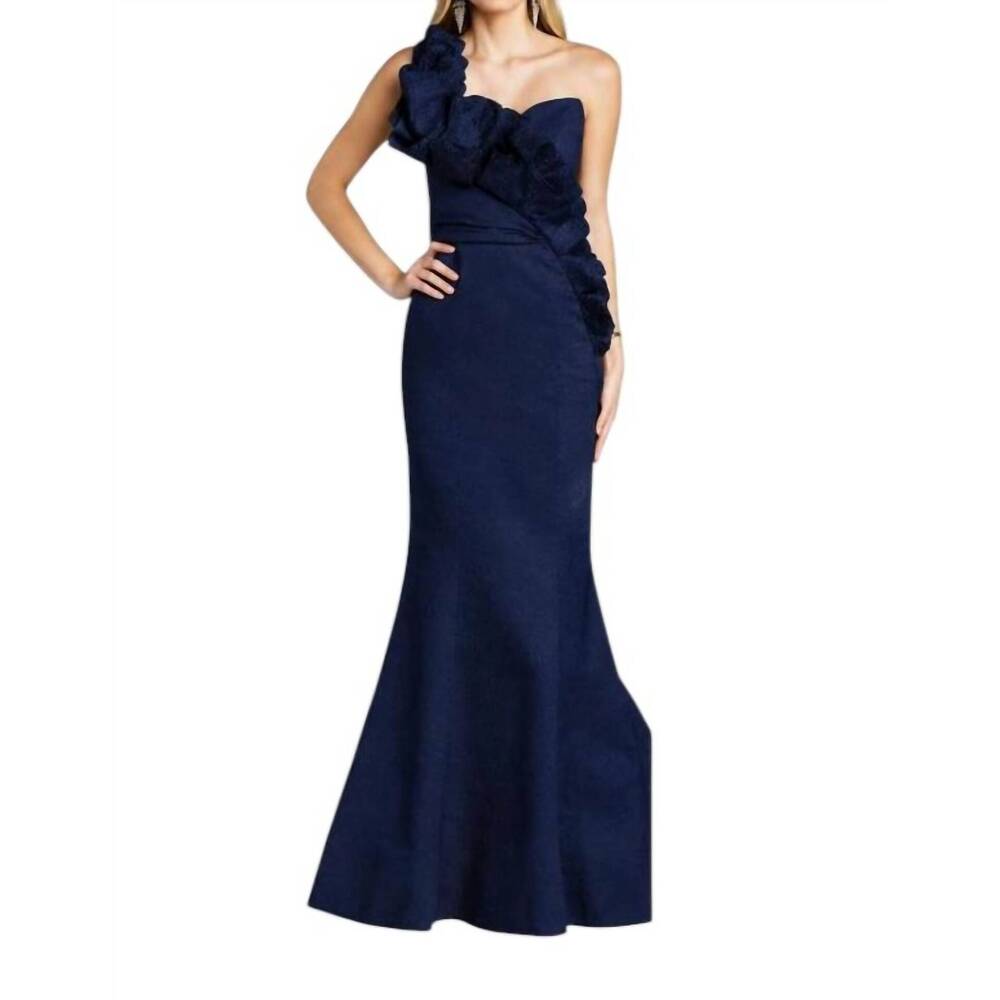 NEW FERIANI one shoulder couture dress in navy
